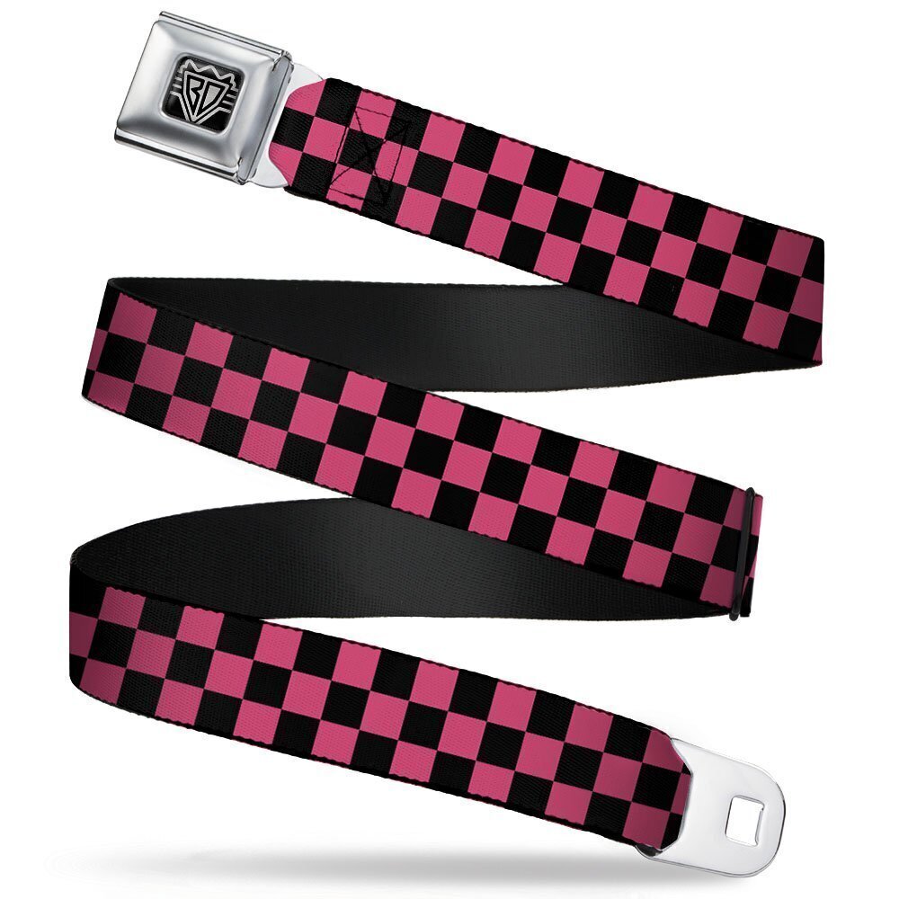 2197 Seatbelt Belt - Checker Black/Honeysuckle Red - 1.0" Wide - 20-36